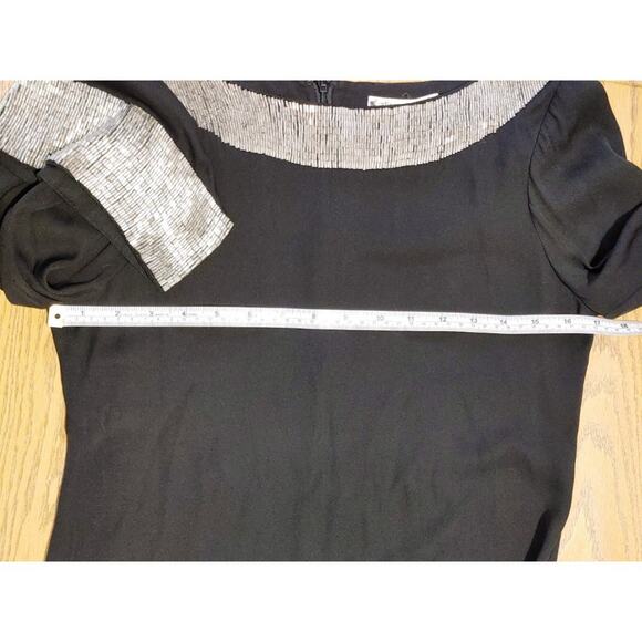 Alice & Olivia Silk Blend Shift Dress Silver Beaded Embellished Black Womens S - Picture 8 of 8